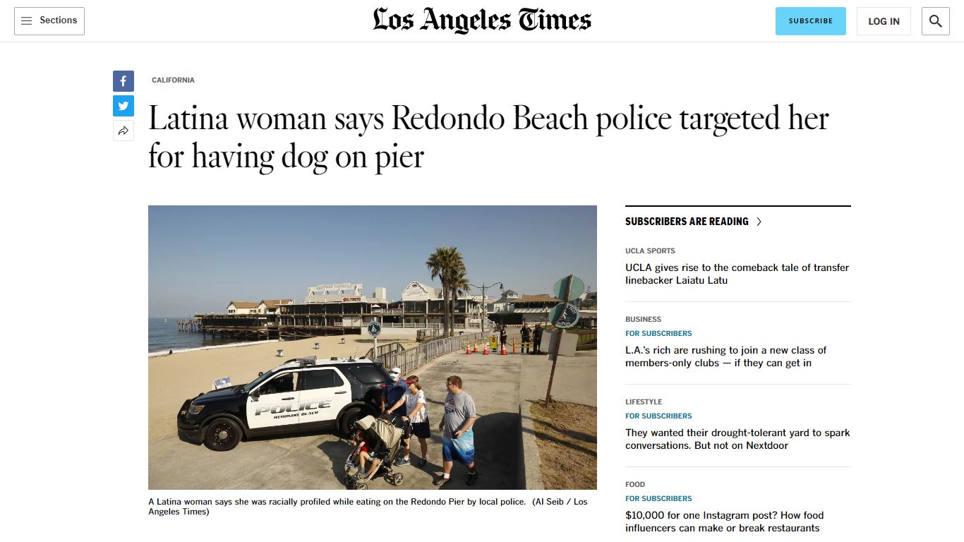 Latina woman with dog says Redondo Beach police targeted her - Los ...